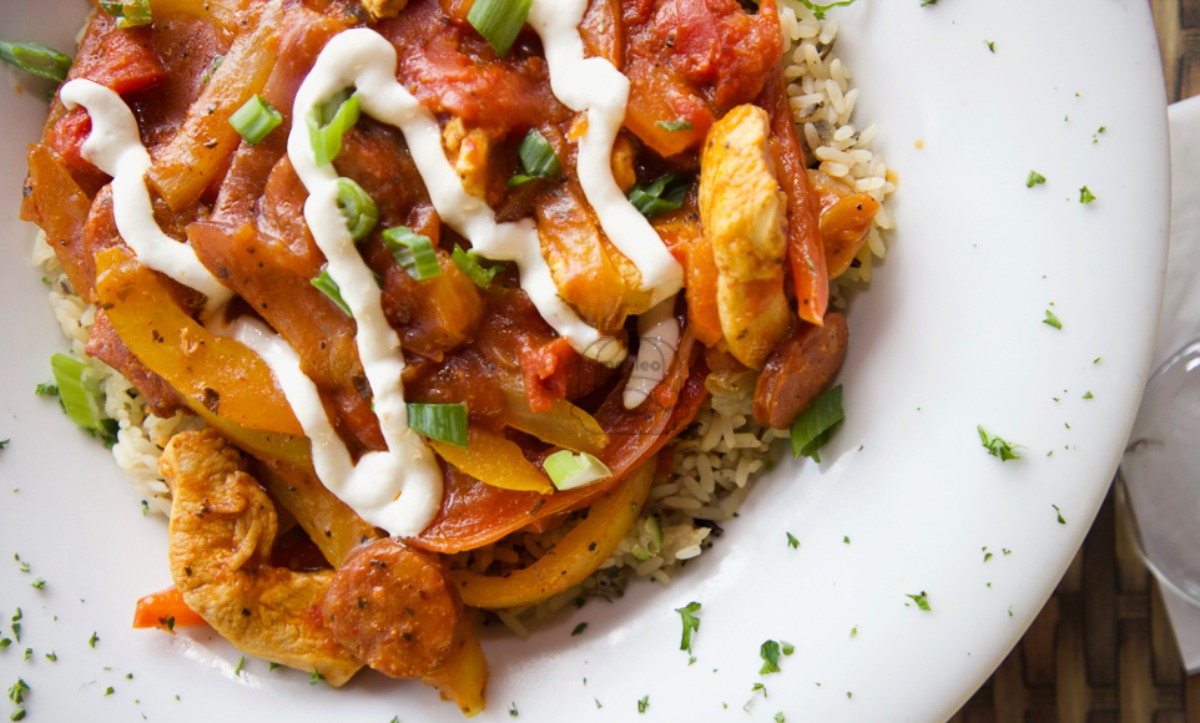 Andouille Sausage, Chicken & Shrimp Jambalaya *GF*