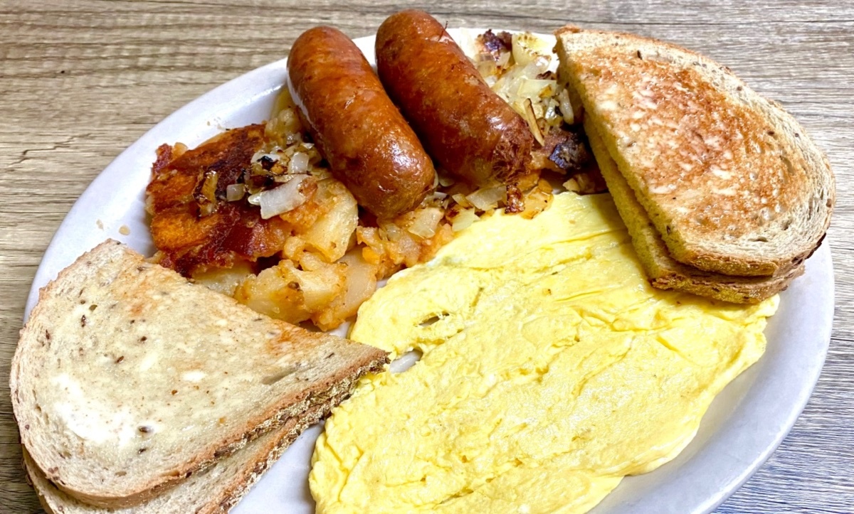 2 Large Eggs, Meat, Toast & Home Fries