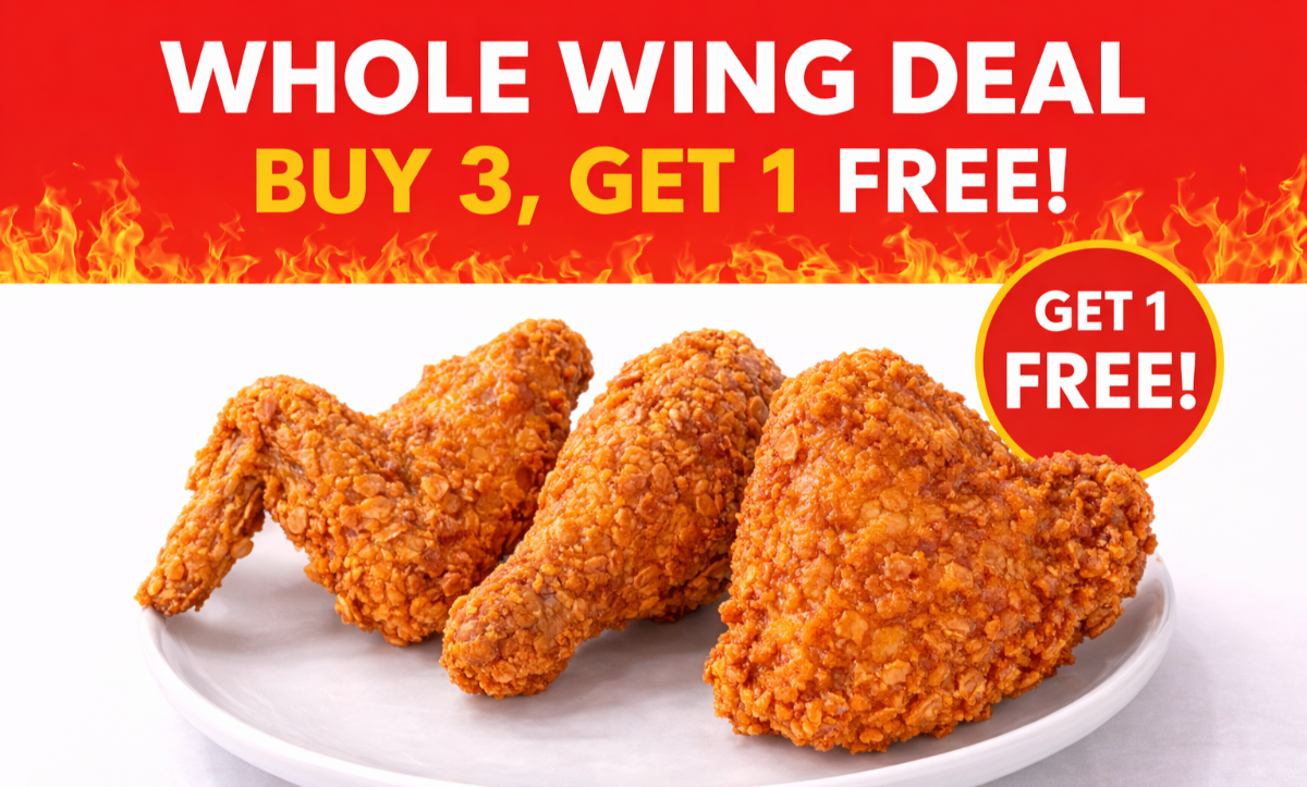 Buy 3 whole wings and get 1 free
