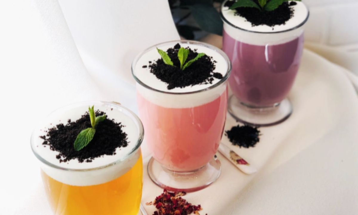 PS7. Potted Plant Rose Green Milk Tea