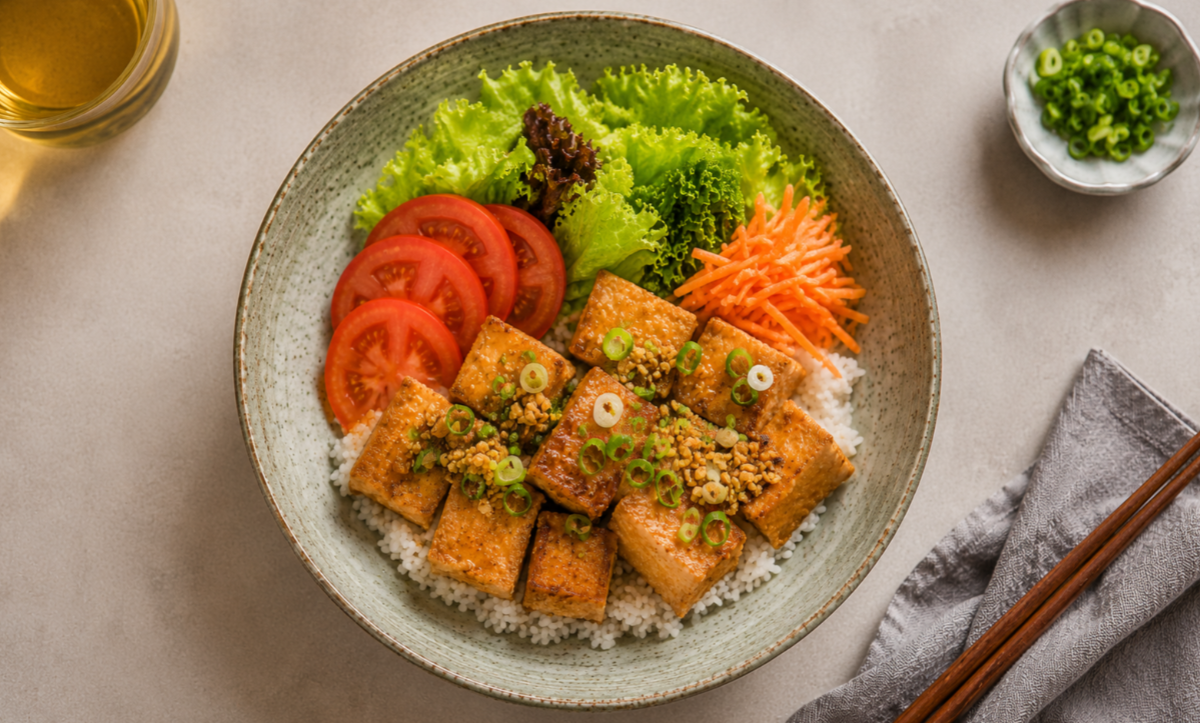 fried tofu bowl
