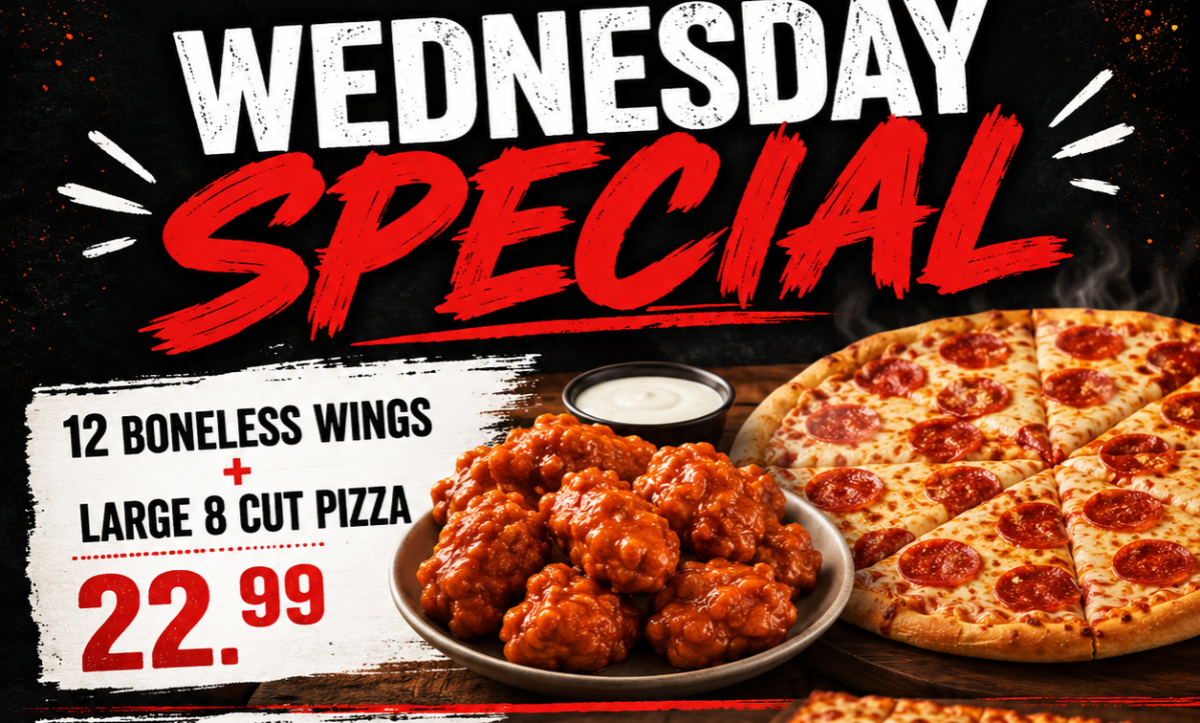 12 Boneless Wings + Large 18