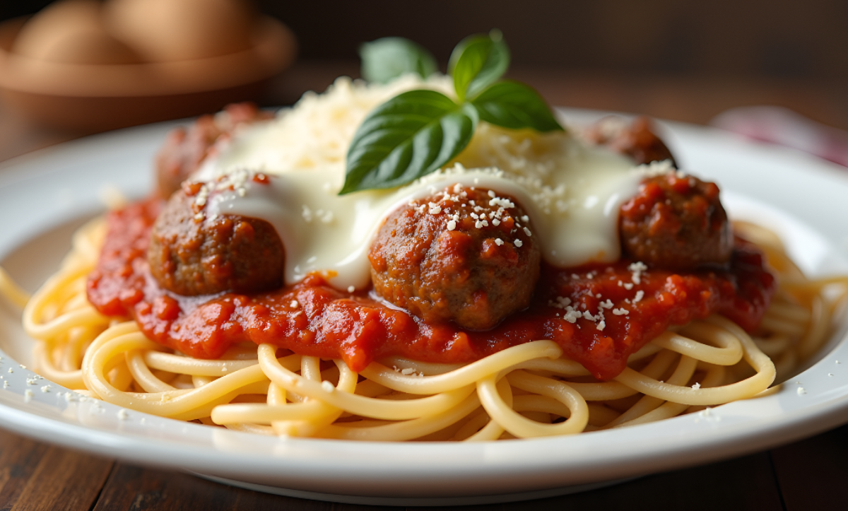 Spaghetti with Meatball Parm Dinner