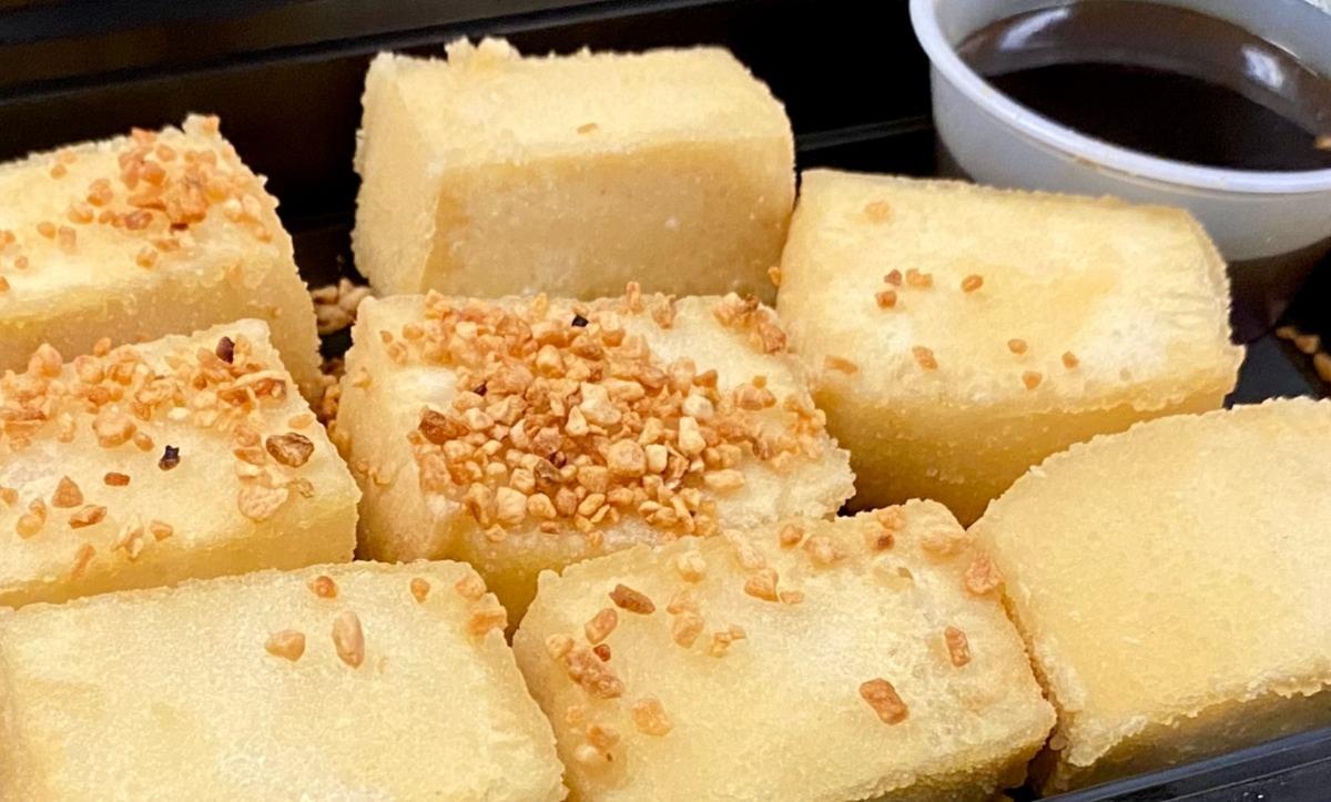 Fried Tofu Encrusted with Roasted Garlic