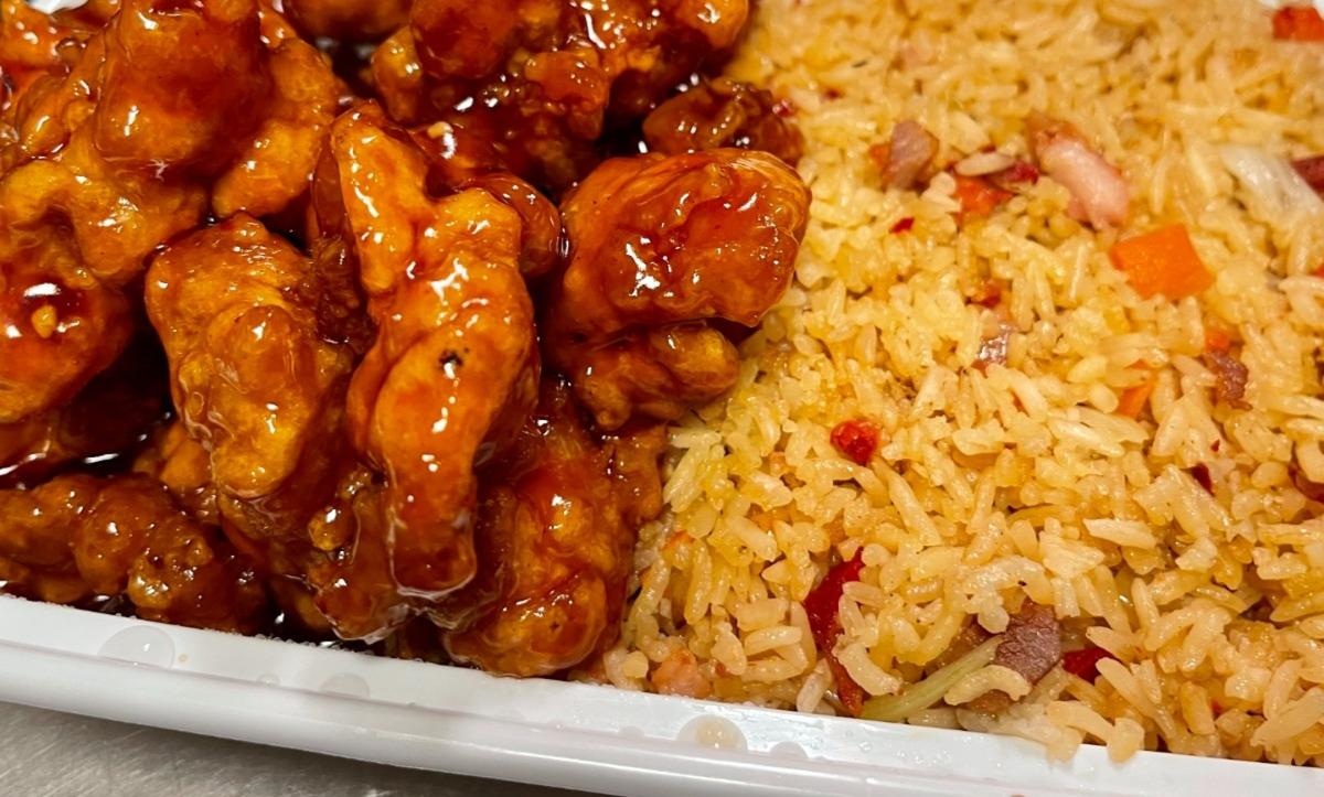 S23. Orange Chicken Special Combination Platter