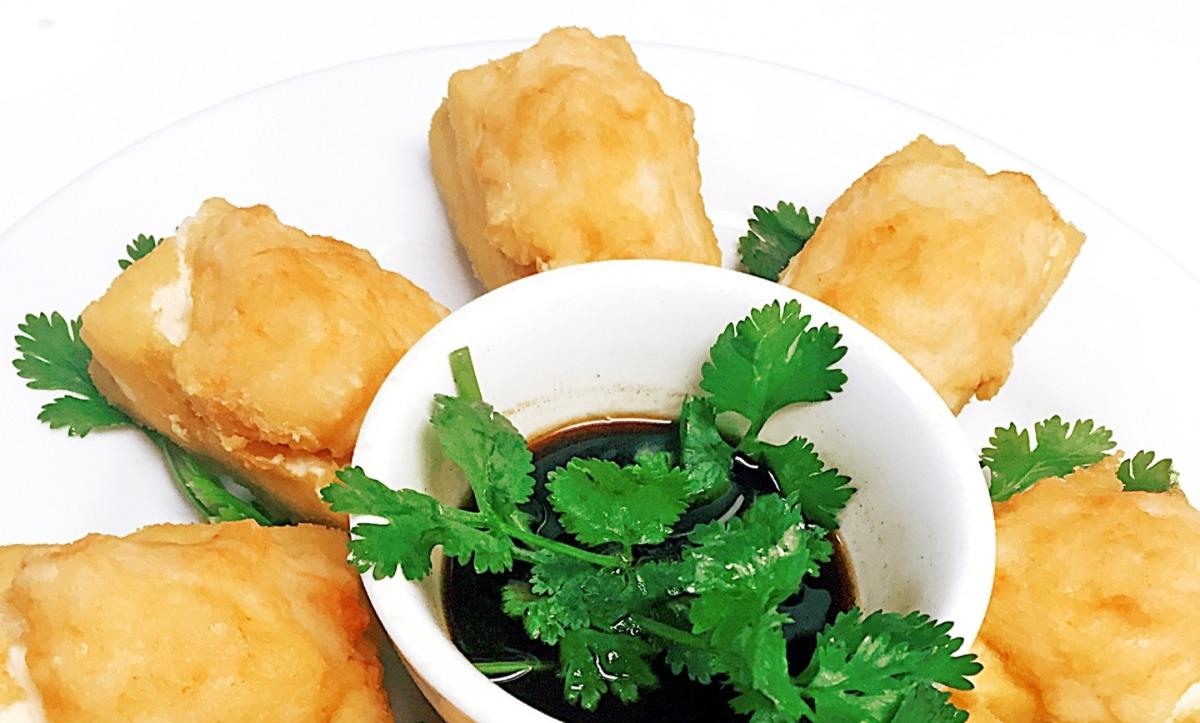 Fried Tofu with Stuffed Shrimp